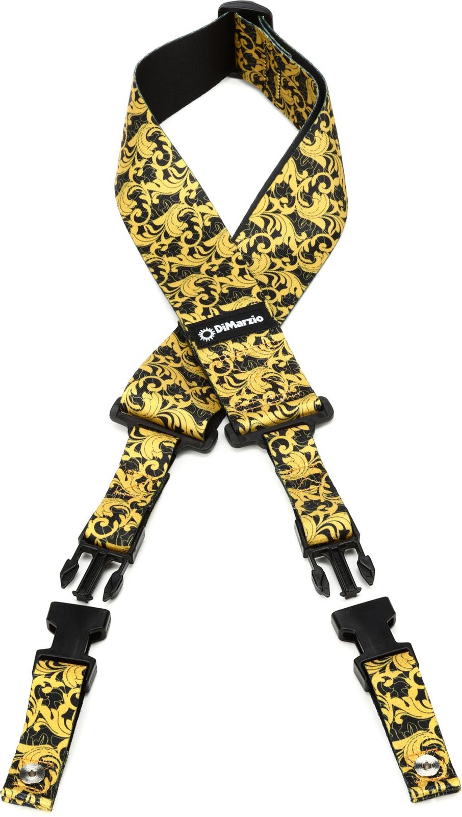 Гитарный ремень DiMarzio Steve Vai UtoPIA Cliplock - черныйзолотой короткий 5090₽