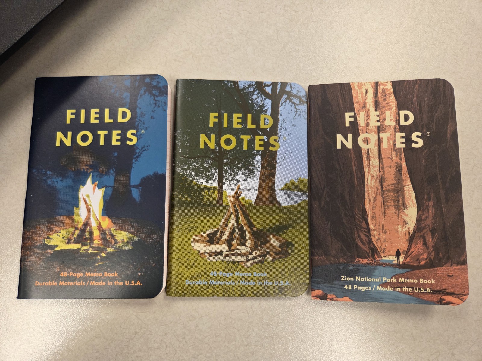 Field Notes Zion Nat. Park & 2 Campfire (Rare) Notebooks, 48 pg ea, 3 notebooks