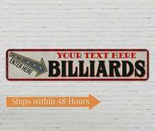 Custom Billiards Room Decor Sign Pool Hall Personalized Gift 4x18 104182002001