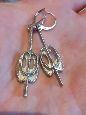 NORWAY  GISBERT DUNKER  DESIGN 830s STERLING SILVER EARRINGS NORWEGIAN (33)