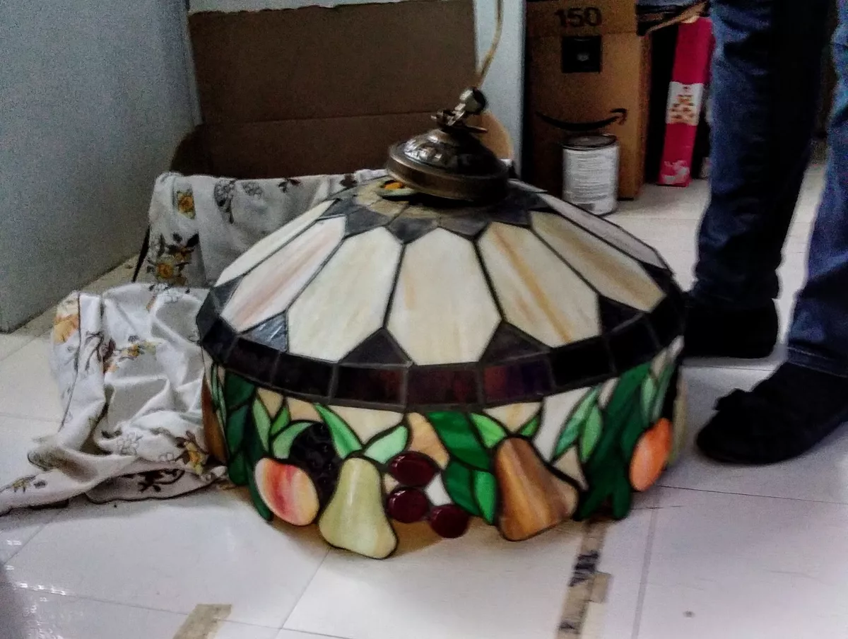 Fruit stained sale glass hanging lamp