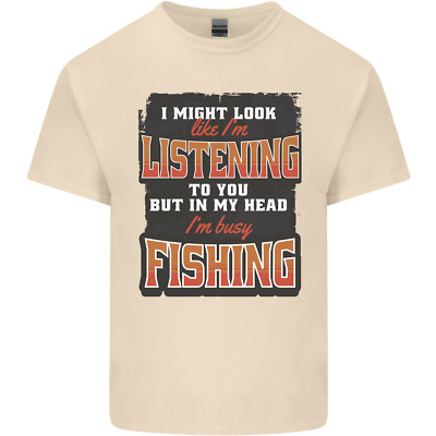 Mein Kopf I'M Busy Fischen Fischer Lustig Herren Baumwolle T-Shirt