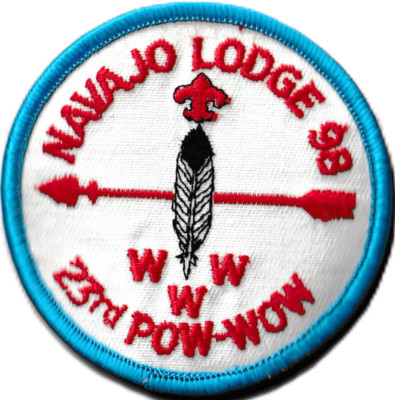 Navajo Lodge 98 Old Baldy Council CA 23rd Pow-Wow Patch Blue Bdr (AR4578)