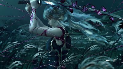 Anime girls knife butterfly nixeu sword wires Playmat Game Mat Desk