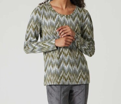 Shirt Grün 40 Damen Strick Allover-Jacquard-Muster moos UVP: 69,98  4.3216