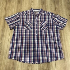 Phat Farm Shirt Men's XXL Short Sleeve Button Up Front Pockets Multicolor Plaid