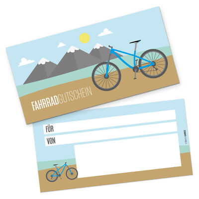 itenga Geschenkgutschein Karte Postkarte zum Ausfüllen Fahrrad 210x105mm