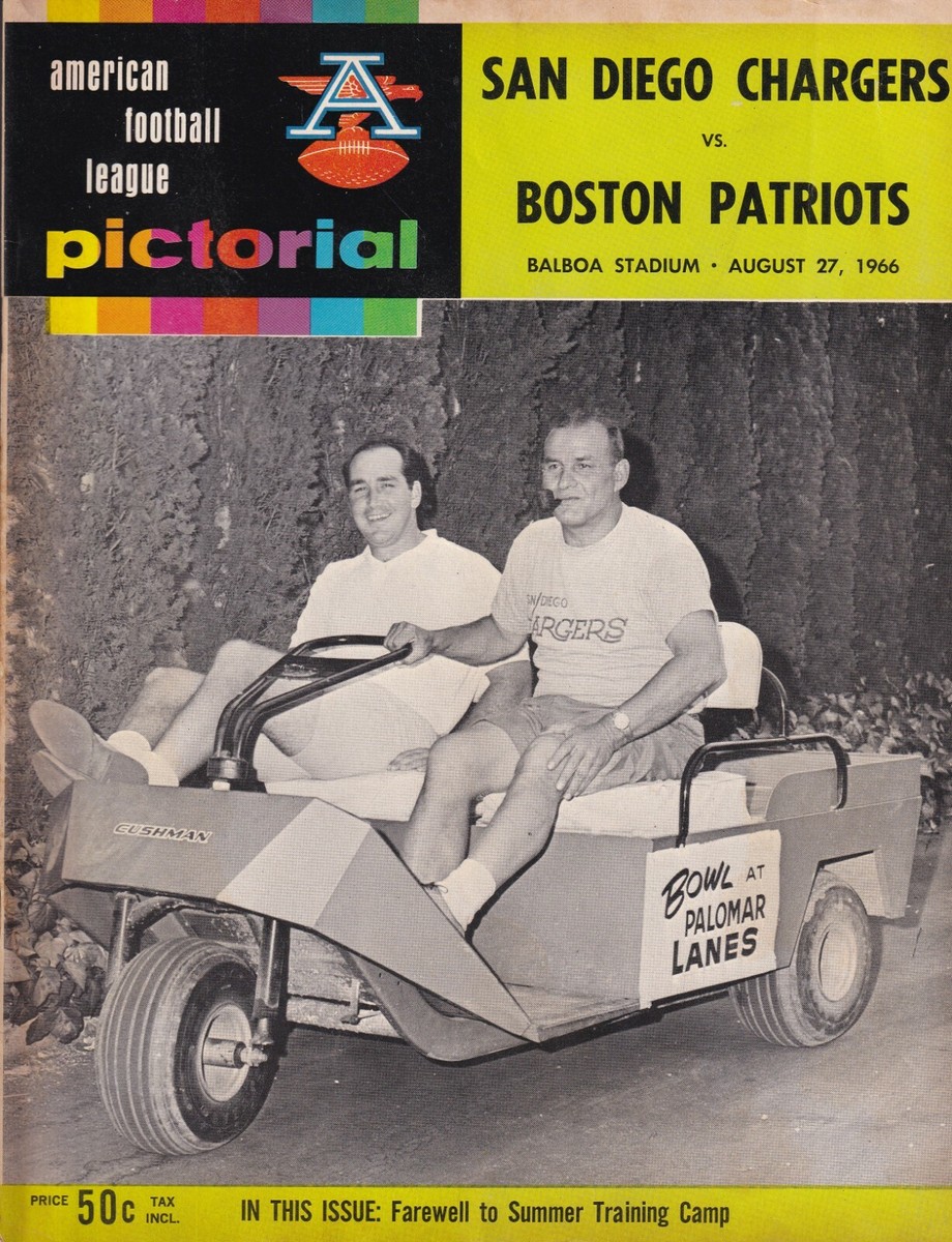 1966 CHARGERS PATRIOTS AFL PRE-SEASON PROGRAM BALBOA STADIUM SAN DIEGO  5181