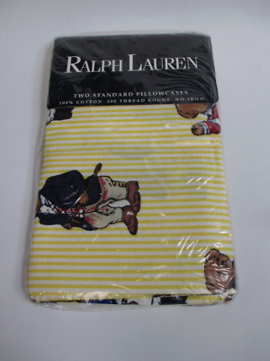 Ralph Lauren Polo TEDDY BEAR Yellow White Striped 1 Standard