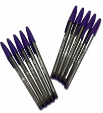 PURPLE Bic Lot of 10 Cristal Ballpoint Pens 1.6mm Xtra Bold Smooth Writing NEW