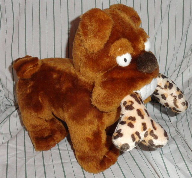 10â HugFun Intâl Brown Dog Puppy Plush Stuffed Animal Bone Toy Leopard Spotted | eBay
