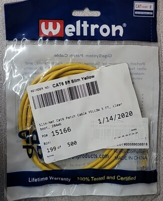 Weltron Cat 6 5FT Slim Yellow 