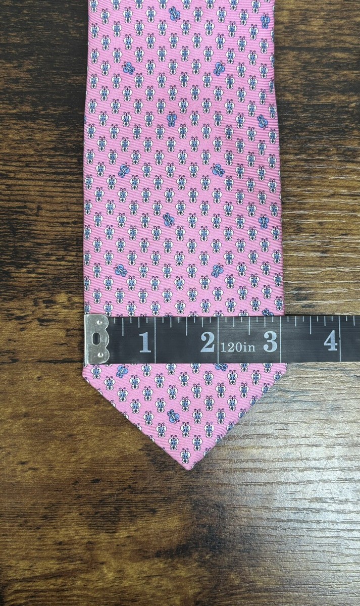 Brooks Brothers Tie Pink With Butterfly Print 100% Silk Men's