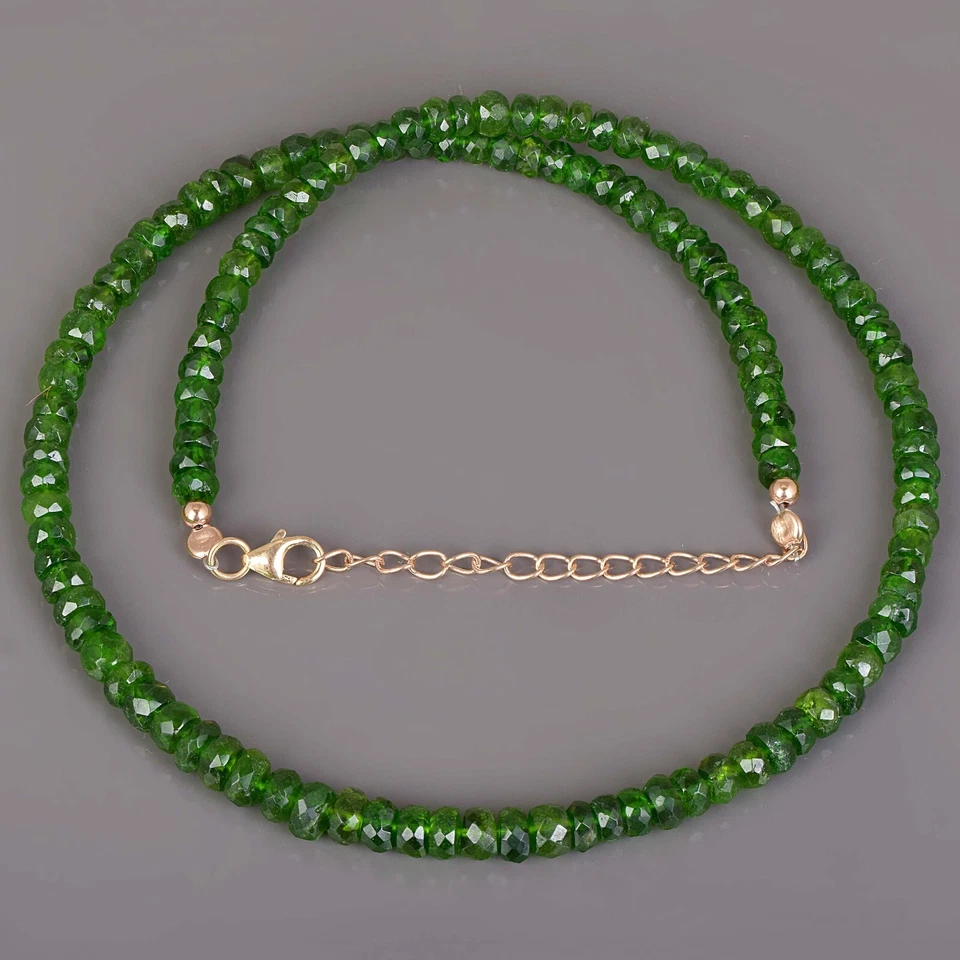 Pacote combo de pedras preciosas naturais cromo diópsido contas de prata pulseira colar presente - Imagem 4 de 4