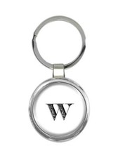 Monogram Letter W : Gift Round Keychain Name Initial Alphabet ABC