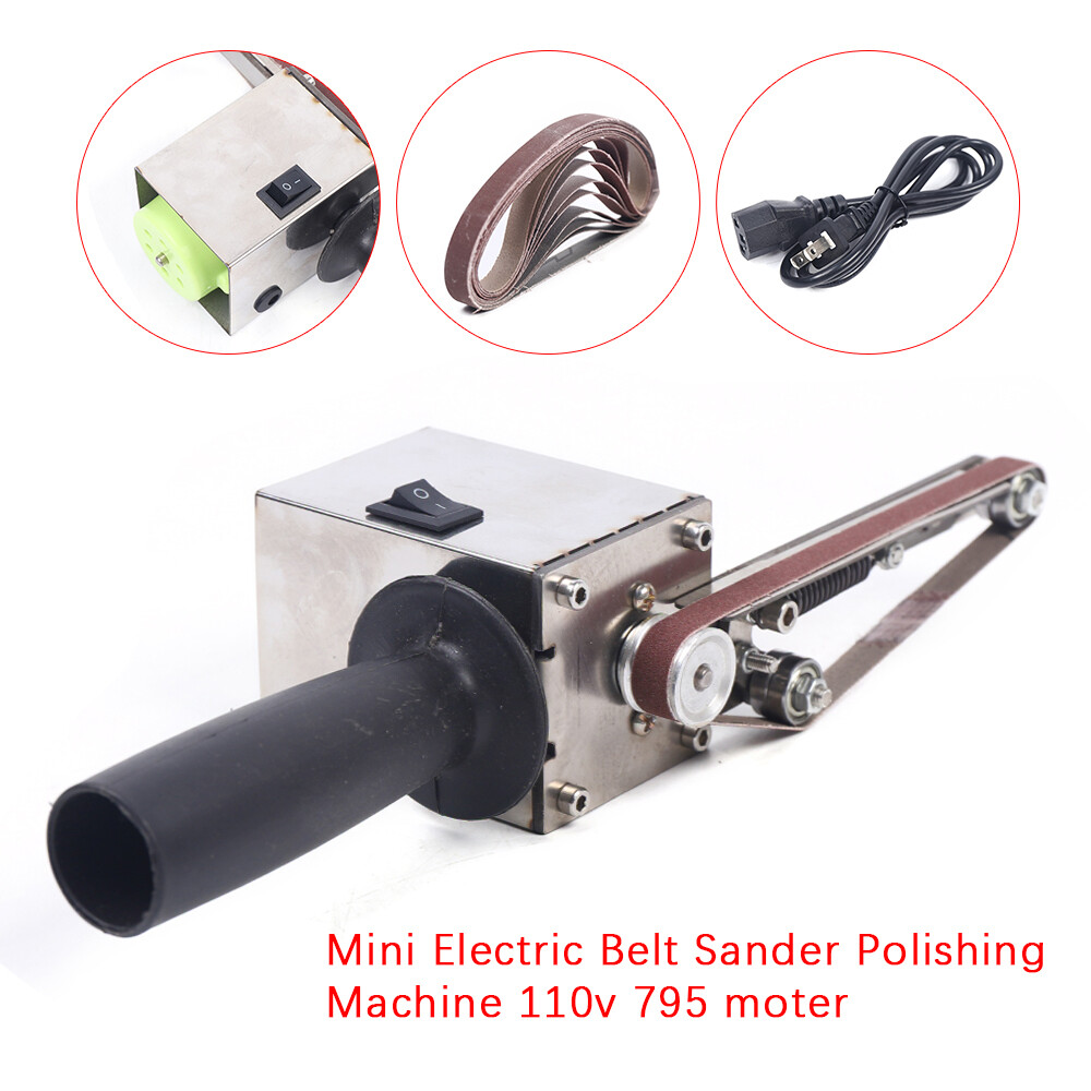 Hand-held Belt Machine Electric Mini Grinder Belt Sander w/10&times;Abrasive Belt