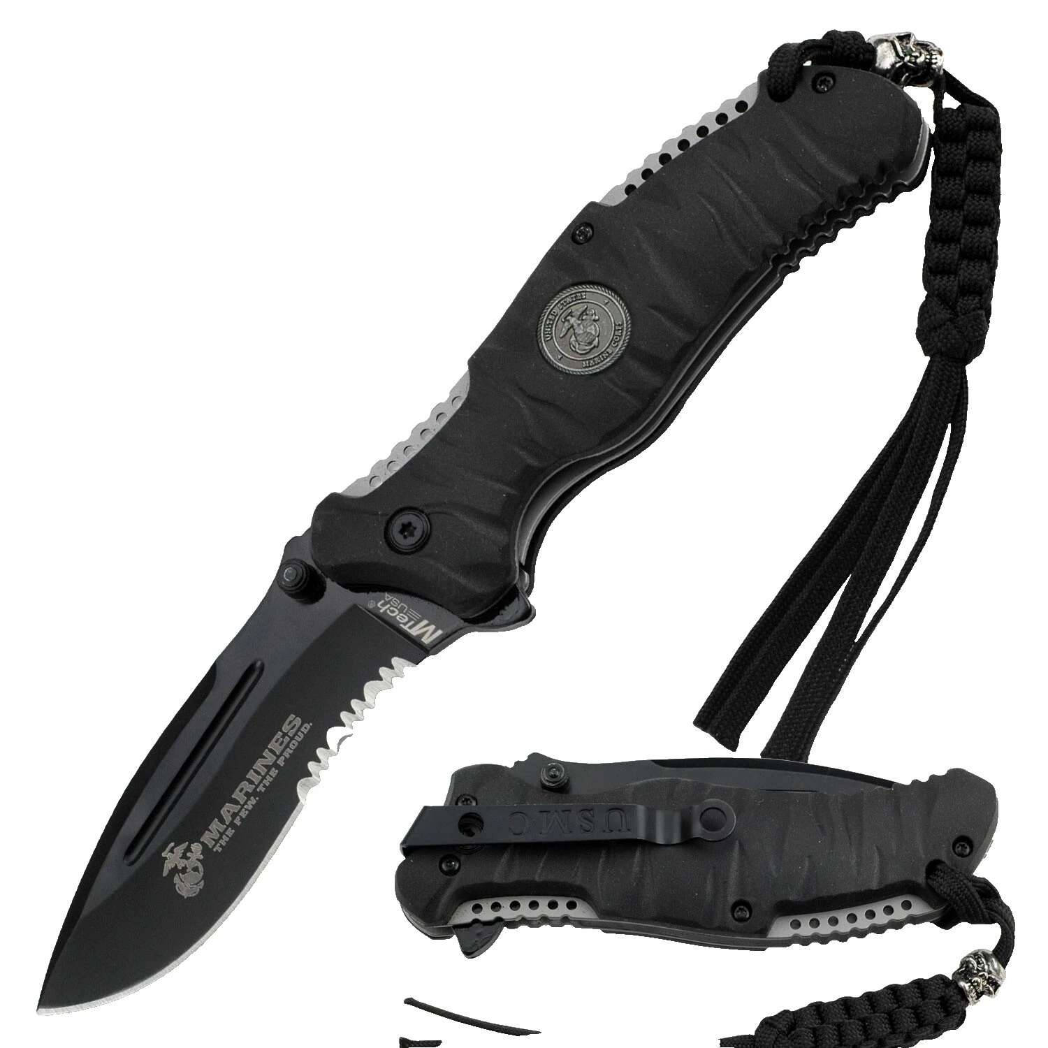 Black Rubber Handle Tactical Collectible Folding Knives