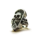 skull coffin ring men sterling silver 925 biker gothic punk satanic Vintage