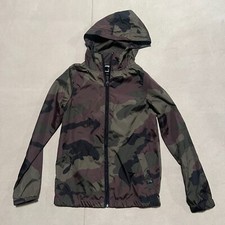 Zine Kids Small Full Zip Rain Jacket Hooded Camouflage Windbreaker
