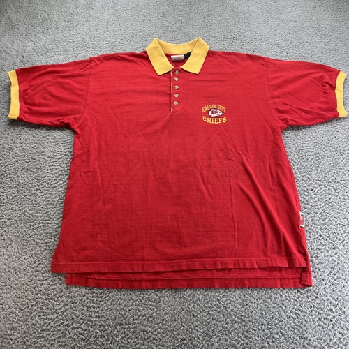 Kansas City Chiefs Polo Shirt The Edge Men’s Short Sleeve Red Yellow Size Large