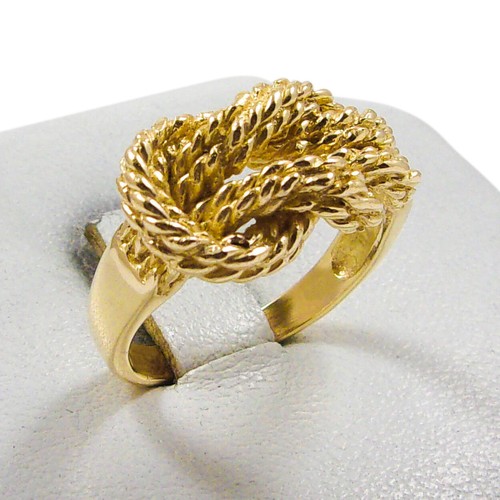 Solid 14K Women's Yellow Gold Ring Love Knot Ring Ring Rope 11mm, Sizes 5 - 12 - Picture 6 of 9