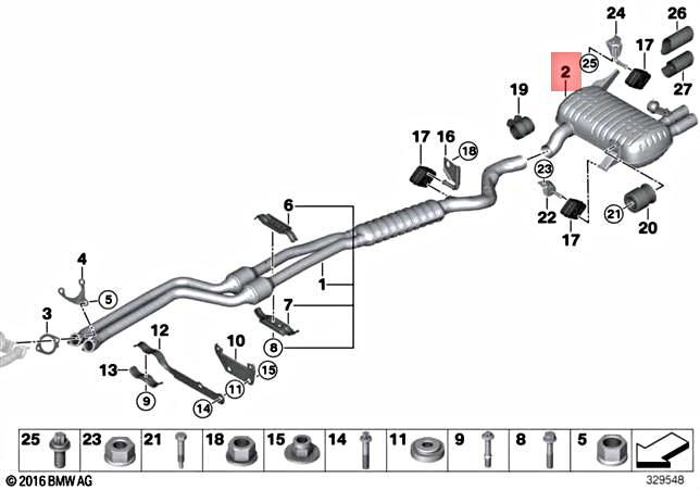 Genuine BMW E92 E93 330i 330xi Rear Silencer With Exhaust Flap 