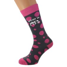 Born in 1953 70th Birthday Hot Pink Spots Socks UK 5-12