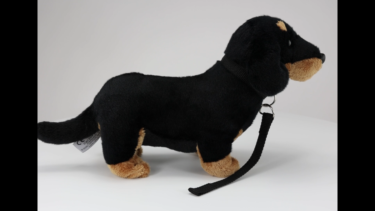 Carl Dick Dachshund Dog standing with leash, Stuffed Animal, Plush