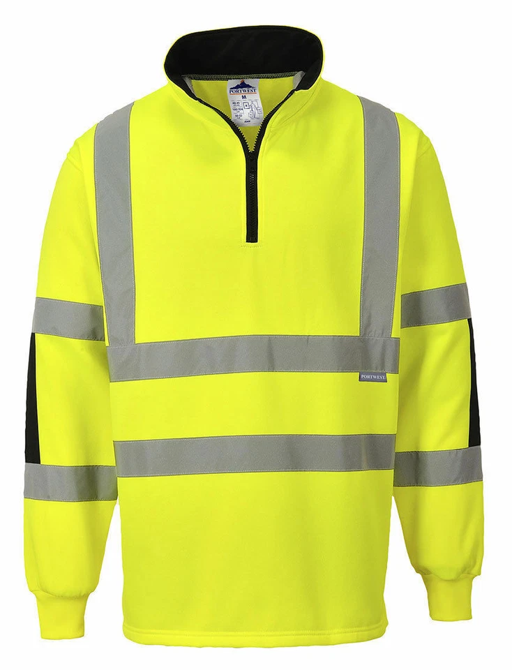 Portwest B308 Xenon Hi-Vis Polycotton Rugby Shirt with Relfective Tape ANSI - Image 4 of 4