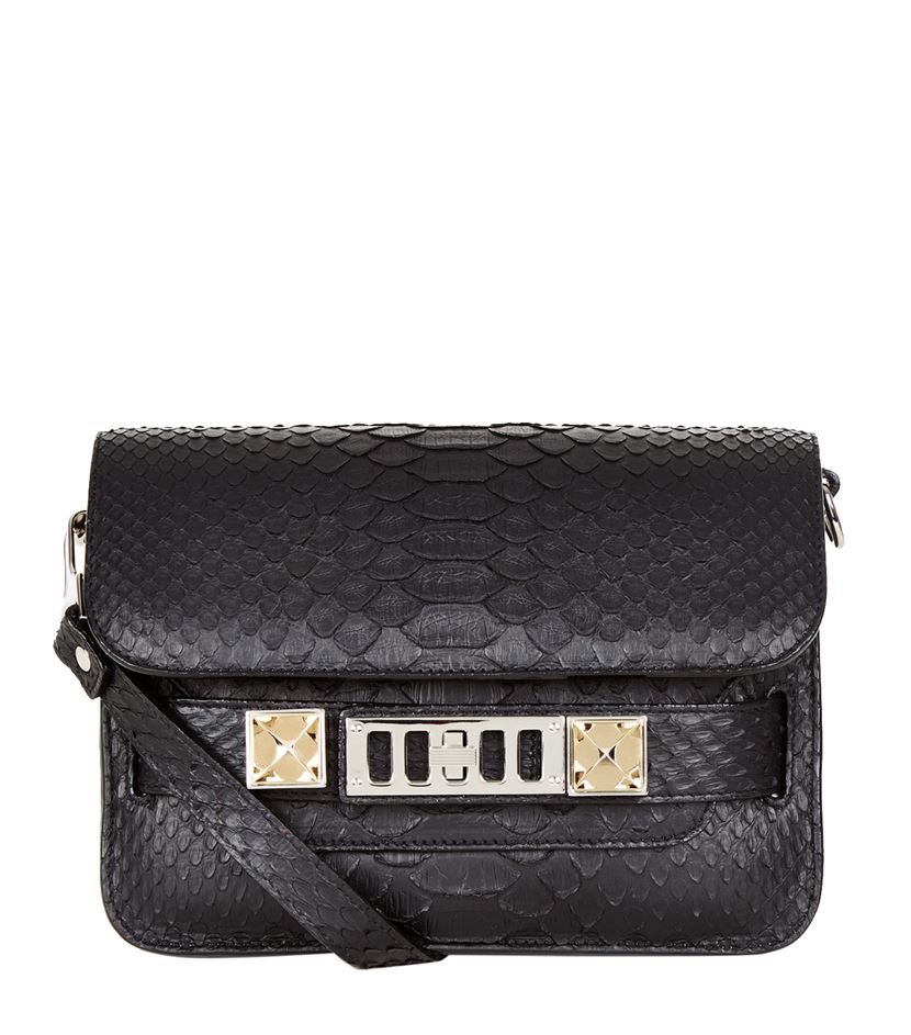 $2630 PROENZA SCHOULER BLACK PYTHON SHOULDER BAG PS11 SNAKESKIN