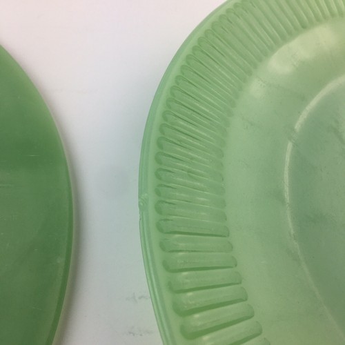 Lot of 3 MCM FIRE KING #8 Ovenware Green Plates 9" round Ribbed Sides USA VTG - Picture 5 of 6