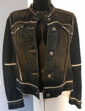 Women's E-play Luxury Dark Distressed 100% Cotton Jean Jacket Size S Regular