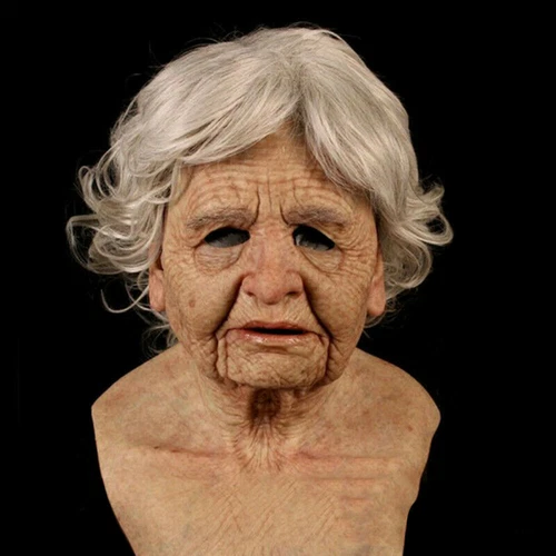 Halloween Mask Realistic Old Man Mask Creepy Human Latex Mask Scary Wrinkle Mask - Picture 3 of 4