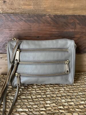 Rebecca Minkoff Taupe Beige Leather 3 Zipper Rockler *flaws*