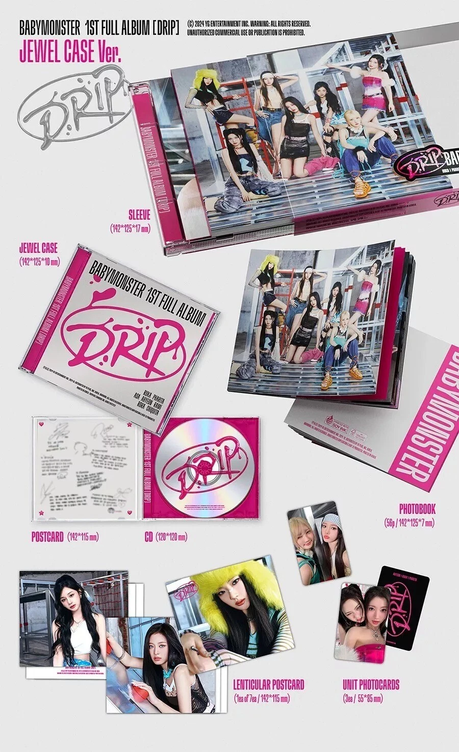 BABYMONSTER DRIP 1st Full Album JEWEL CASE Ver/CD+Photo Book+2 BABYMONSTER DRIP 1st Full Album JEWEL CASE Ver/CD+Photo Book+2