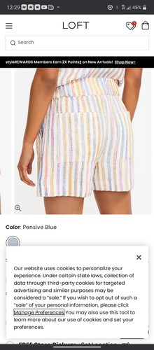 Lou & Grey Embroidered Rainbow Stripe Textured Relaxed Fit Shorts W Pockets NWT - Picture 10 of 11