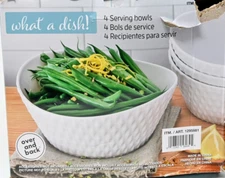 Overandback What A Dish 4-piece Serving Bowl Set Stoneware Plates Microwave Safe