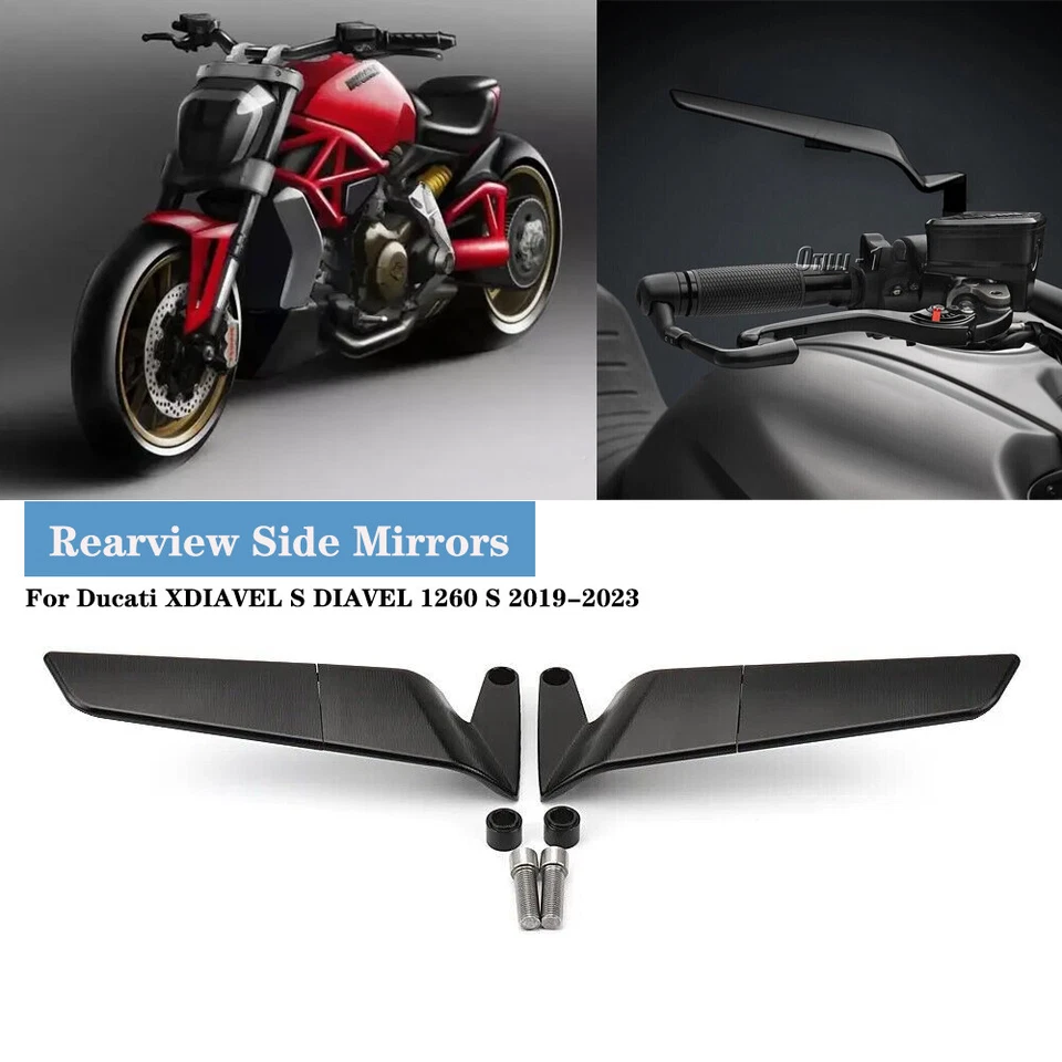 CNC Wind Wing Side Rearview Mirrors For Ducati XDIAVEL S DIAVEL 1260 S 2019-2023 - Изображение 2 из 4