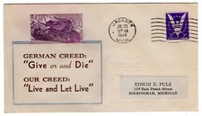 Linto WWII Patriotic 1944 Jackson MI - Tank German Creed "Give or and Die"