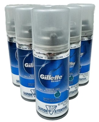 6 gillette sensitive skin shave gel 2.5oz scuff/dented exterior travel size