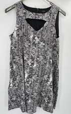 Torrid Dress A Line Cutout Sleeveless Floral Black Gray Size 24 Lace Floral