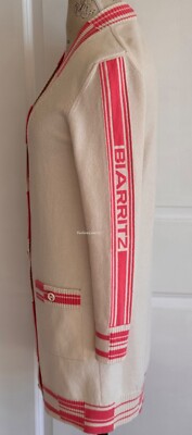 19P CHANEL ECRU CORAL CC BIARRITZ CASHMERE CARDIGAN SWEATER 34 | eBay