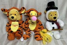 Walt Disney 8in Bean Bag Pooh Stuffies Pooh As Snowman, Pooh as Tigger, Tigger