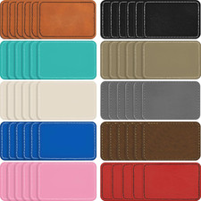 60 Pcs Leather Hat Patches Blank Leatherette Hat Patch with Adhesive Rectangle L