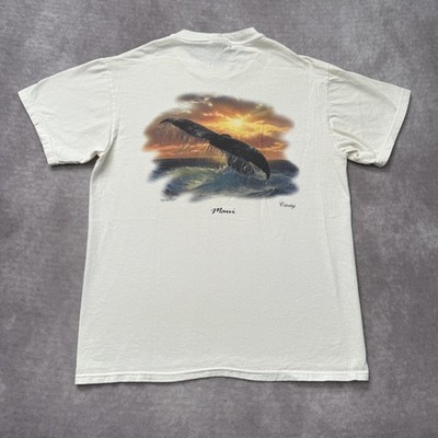 Vintage 90s Maui Whale Tale Shirt Mens M Sunset Surf Ocean Hawaii Graphic