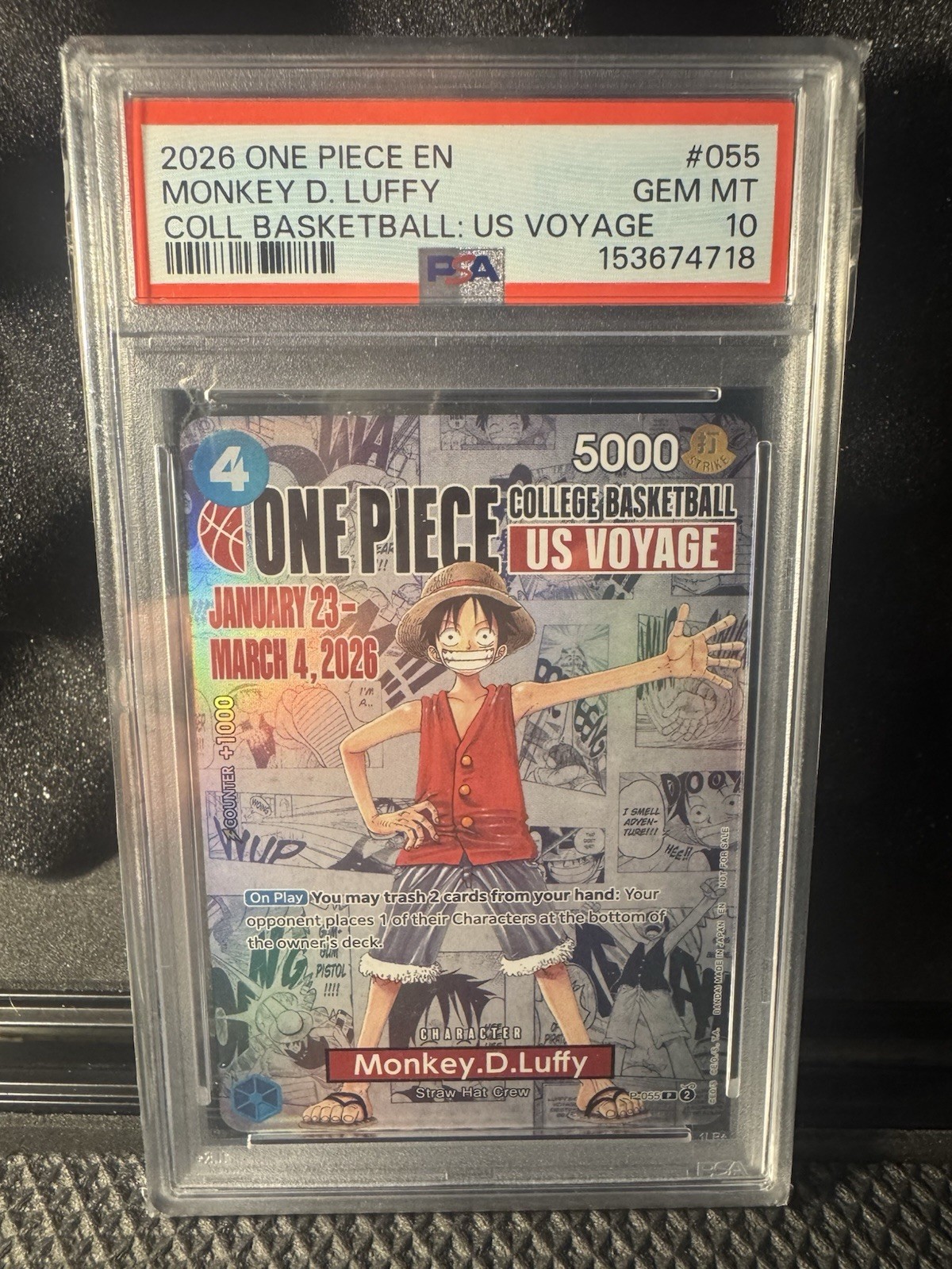 2026 One Piece Monkey D Luffy College Basketball US Voyage PSA 10