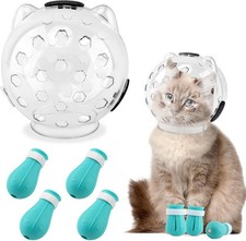 Cat Muzzle for Grooming, Adjustable Breathable Transparent Cat Astronaut Helmet