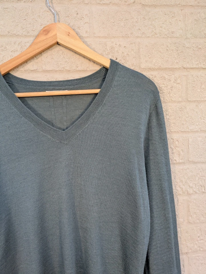 Nicole Farhi Великобритания 10 Зеленый Синий Шерстяной Шелковый Кашемировая Смесь Легкий Вязанный Топ - Изображение 4 из 4