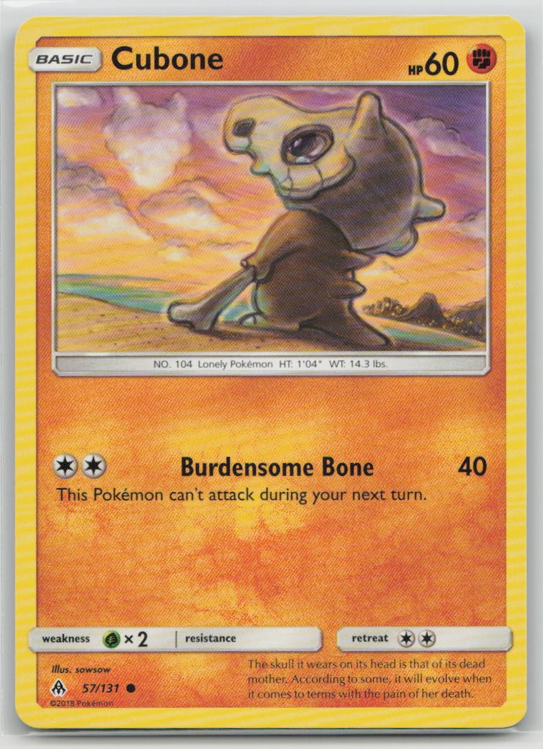 Cubone 57/131 Common Forbidden Light Pokemon Near Mint