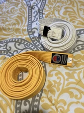 2-Belts Taekwondo, Karate, Martial Arts White #7 & Yellow #8 
